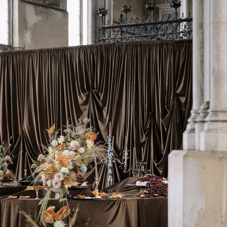 Freestanding pipe and drape system in London used for event draping without fixings