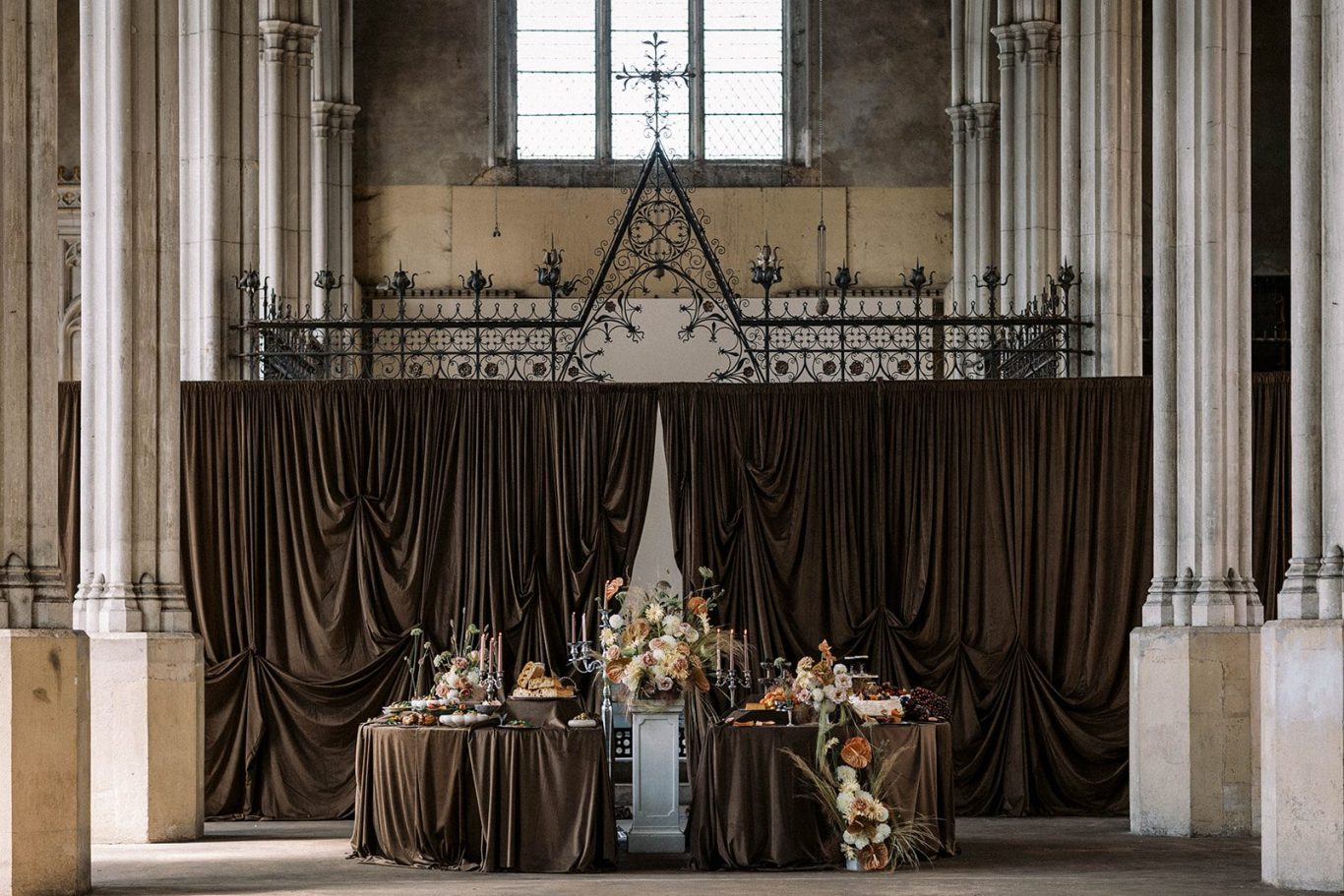 brown velvet drape london wedding photo shoot with luxury brown velvet drapes