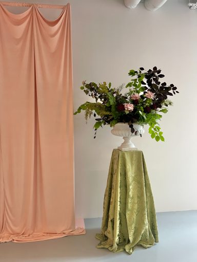 Pale Pink Faux Suede Drape, London Gallery Event