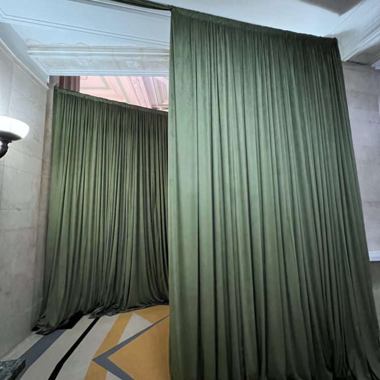 Freestanding Drape System London – Pipe and Drape Installation Freestanding pipe and drape system in London used for event draping without fixings